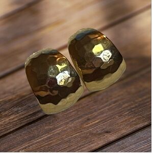 Hammered Gold Tone Statement Earrings